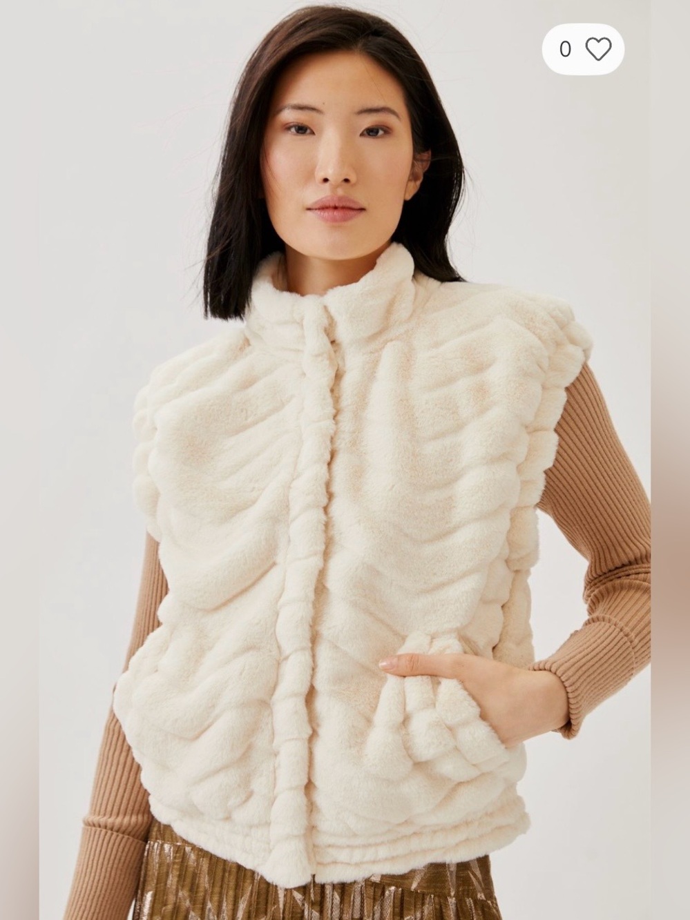 NWT Maeve Anthropologie Super Comfy Faux Fur Teddy Vest in Cream Size S